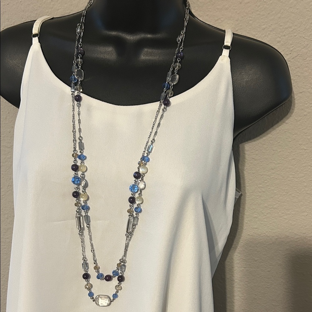 White House Black Market Blue Purple and Silver Necklace